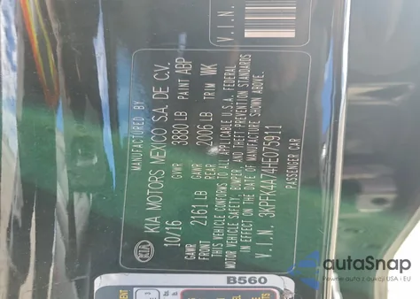 2017 Kia Forte Lx из США, поврежденный, VIN 3KPFK4A74HE075911